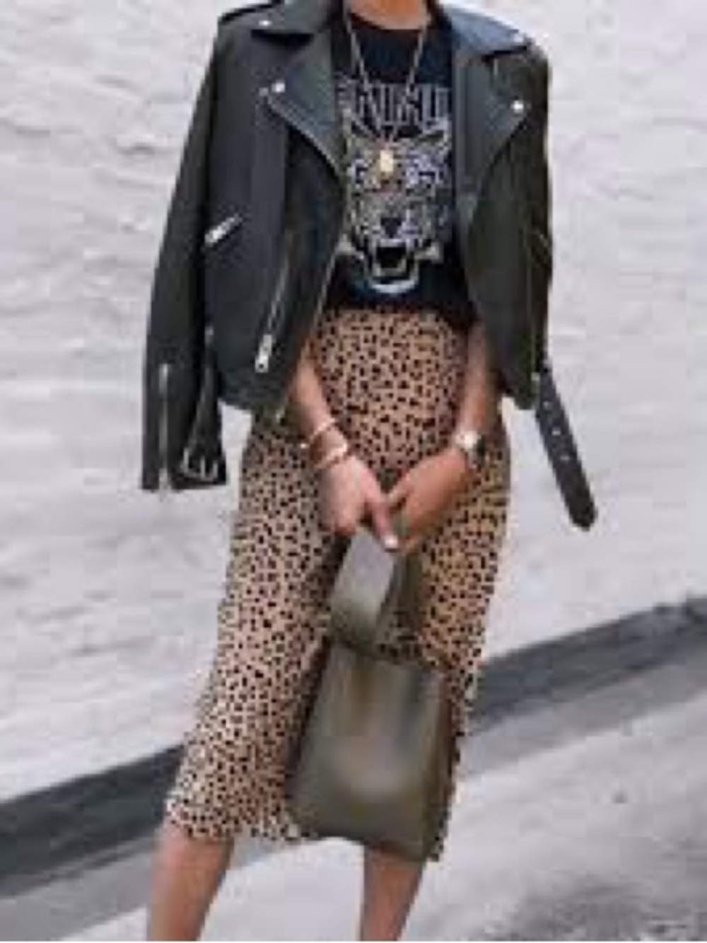 RACHEL ZOE Leopard Print Midi Skirt Black Brown Animal Pull On Silky Satin 2